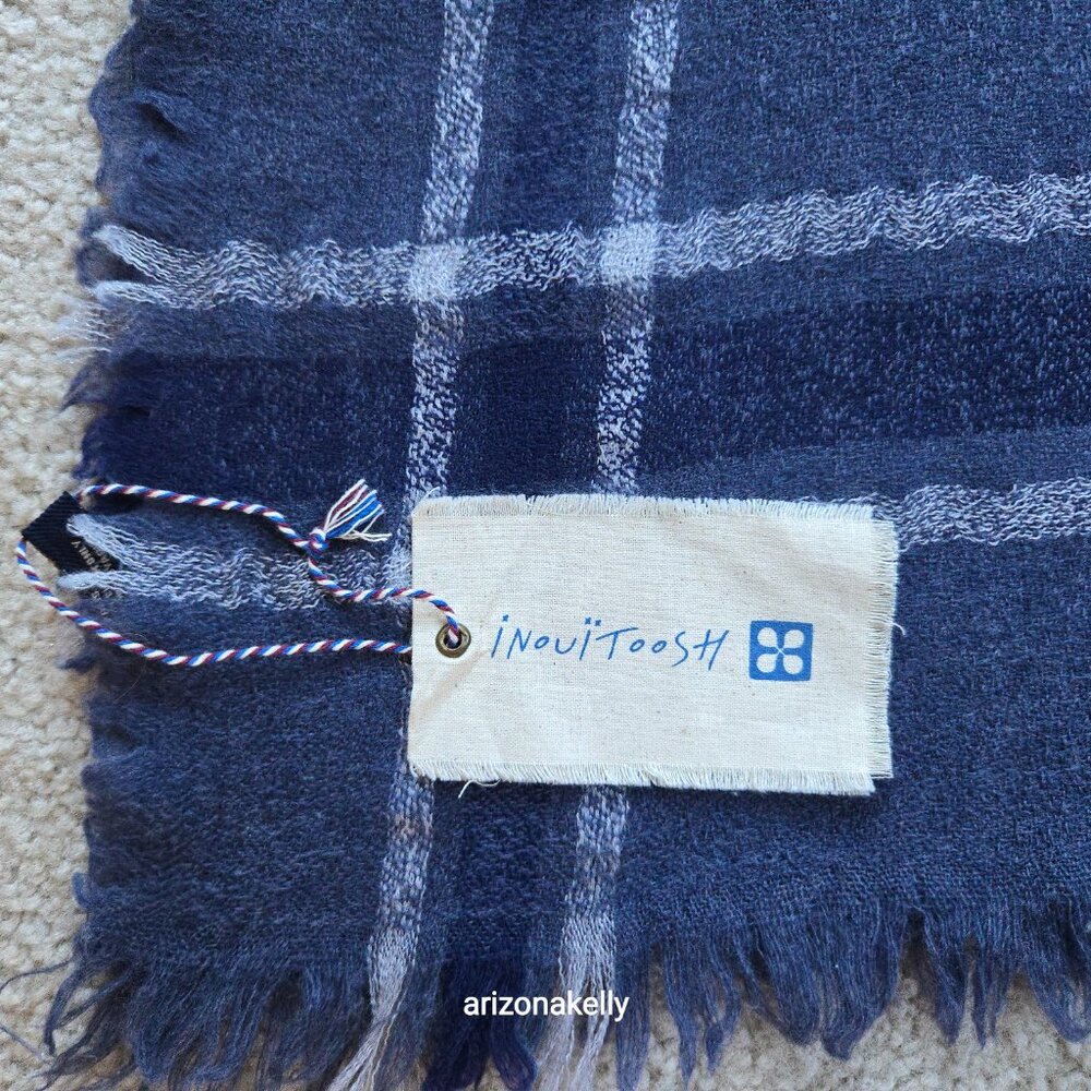 NWT Inouitoosh Wool Scarf Inoui Editions Blue White - Picture 3 of 16